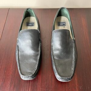 Lacoste Mens Black Leather Loafers Sz 9.5 Slip On Moccasins Driving Shoes